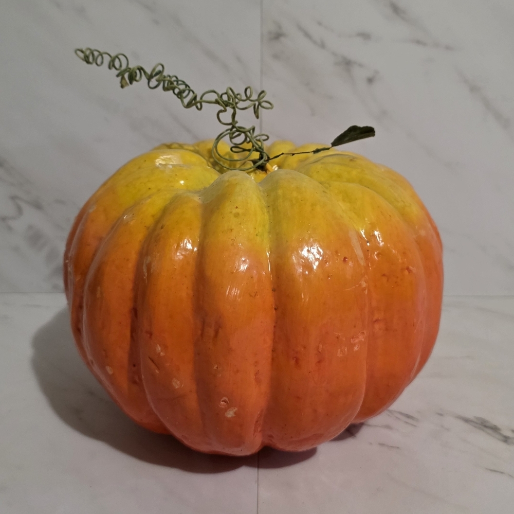 Pumpkin Decor - Halloween Fall Autumn -  9" X 8" - Artificial Realistic Glossy